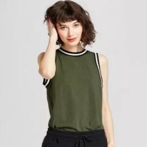 Hunter Women for Target Olive Green Cotton Blend Trim Tank Top Size M
